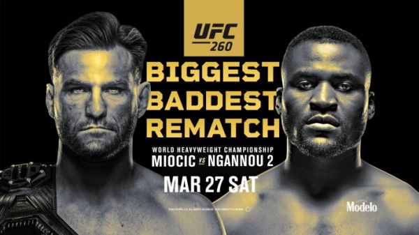 Букмекеры назвали коэффициенты для поединков турнира UFC 260: Miocic vs Ngannou 2